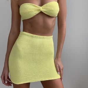 Hunza G crinkle bodycon skirt can also be worn as tube top, NWOT